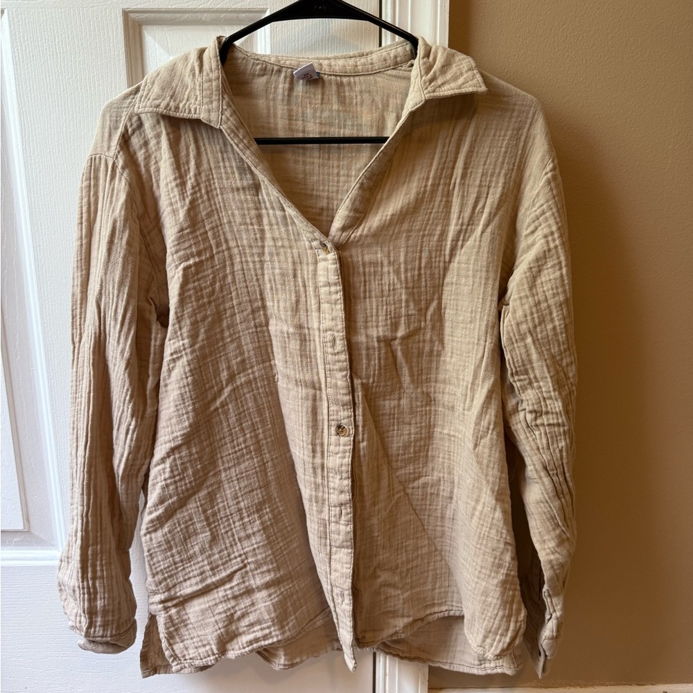Old Navy Tan Button Down Shirt